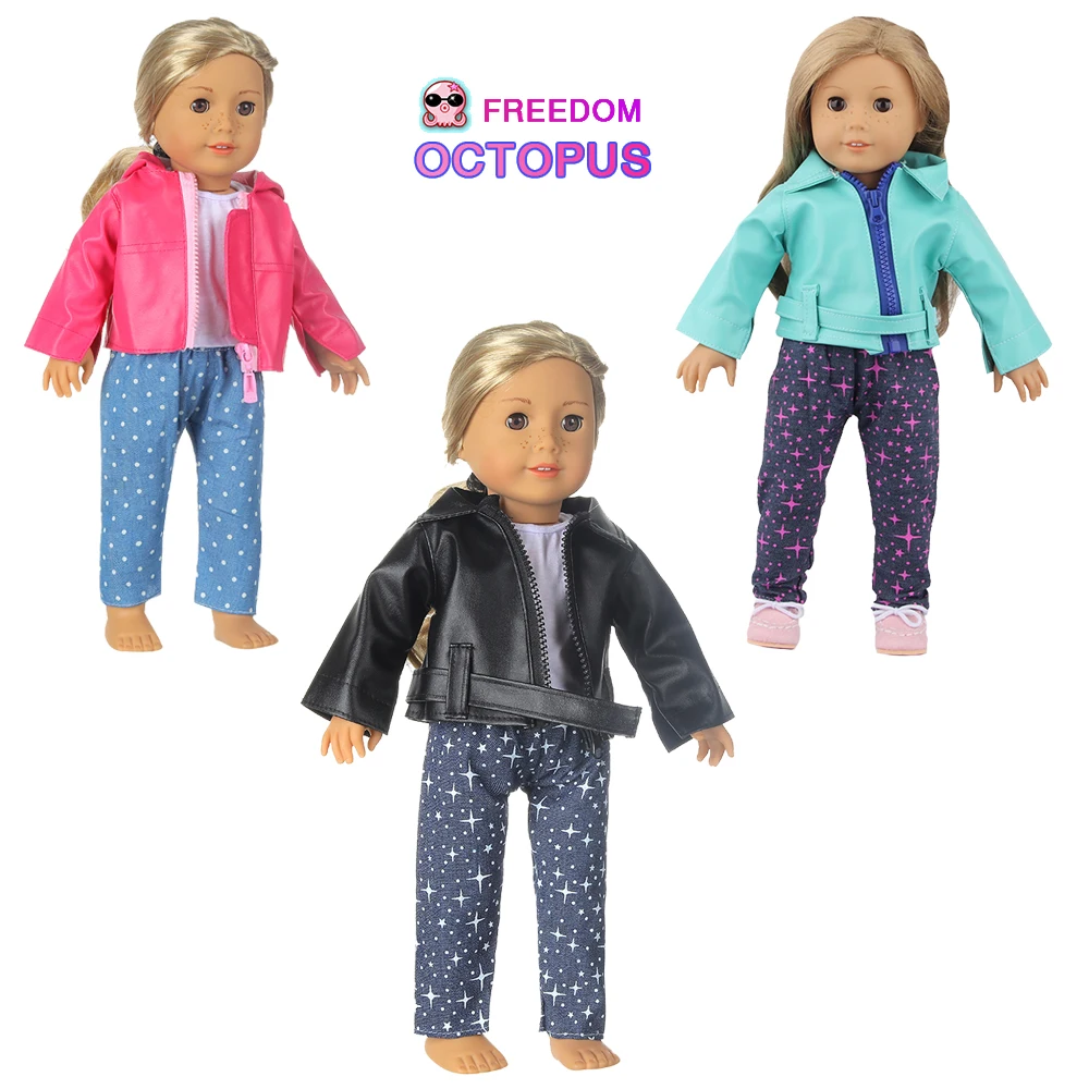 Baby Products Resale - 1 Set Leather Coat+T-shirt+Pants Doll Clothes